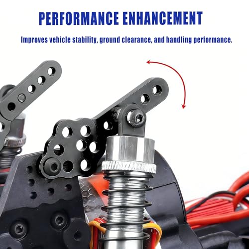 1 10 rc Crawler Long Travel Shocks Shock Keys mounts Mount Extension Key Adjustable axial Car Model Accessories Tower car adapters Rock Extender Relocation Stand (Black)