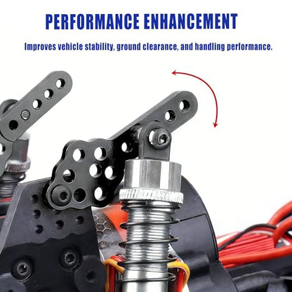 1 10 rc Crawler Long Travel Shocks Shock Keys mounts Mount Extension Key Adjustable axial Car Model Accessories Tower car adapters Rock Extender Relocation Stand (Black)