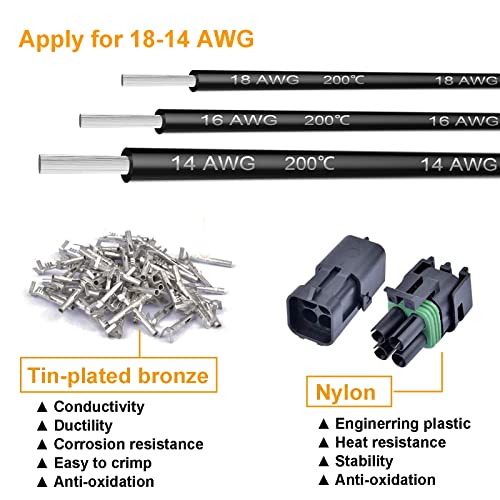 18-14 AWG 1/2/3/4 Pin Connector Weather Pack Connectors Kit (26 Set) | 1/2/3/4 Wire Waterproof WeatherPack Male and Female Automotive Electrical Wire Connectors Plug Terminals Kit 18-14 Gauge - size: 1-4pin/26kit/18-14AWG