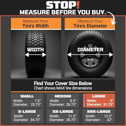 TIRESHIELD PRO Trailer Tire Covers (Set of 2) - Heavy Duty All-Weather UV-Resistant Protective Wheel Covers w/StormLock-System - Year-Round Protection for Your Trailer Tires w/ 29-31.75" Diameter - size: Large - Fits Tire Diameters 29-31.75", style: TIRES