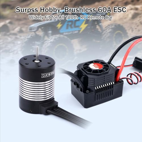 Surpass Hobby 60A Brushless ESC Waterproof Electronic Speed Controller for 1/10 RC Car Truck Off-Road - size: 60A, style: 60A ESC