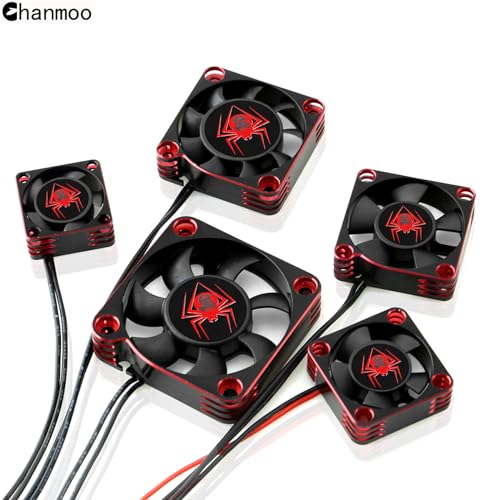 RC Car Metal Motor Cooling Fan 25mm 30mm 35mm 40mm 50mm RC Heatsink 28000RPM ESC Cooling Fans Red-Black Fit for 1/8 1/10 1/12 Scale RC Car 540 550 Brushless OR Brushed Motors (30mm) - size: 30mm