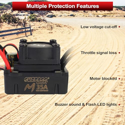 1/16 1/18 RC Brushless Sensorless Motor 35A ESC Combo,2430 5800KV | Waterproof Sensorless Motor,Surpass Hobby,Electric Speed Controller Set,for RC Model Car Truck - size: 5800KV, style: 2430