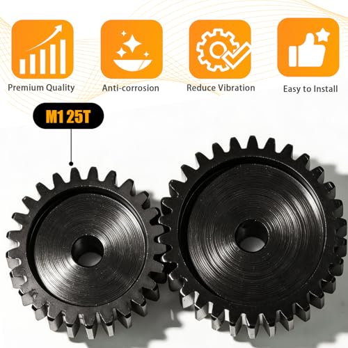 M1 Gear 25T 5mm Bore 3-Pack – High-Precision Hardened Steel Motor Pinion Gear for 1/8 1/10 RC Crawler, Monster Truck, Short Course Truck & Boat (Compatible with Traxxas Axial, FMS, HSP Redcat Losi) - style: M1 3Pcs 25T