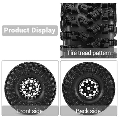 1.9" Beadlock Wheels and Tires 120mm (4.72in) for TRX4 SCX10 1/10 RC Crawler Upgrade Parts (Black-2, 4Pcs) - color: Black-2
