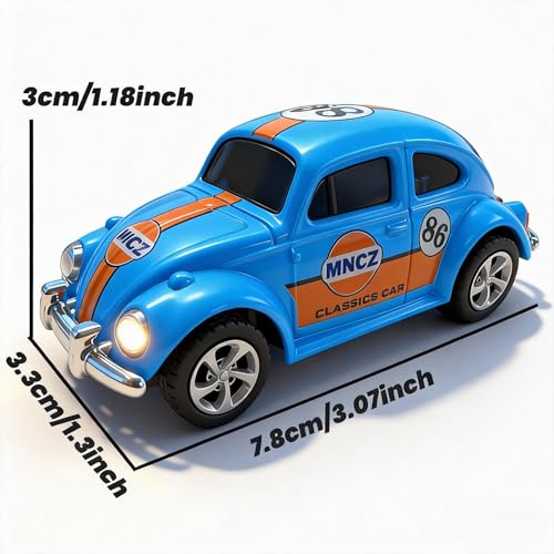 Mini Retro RC Car, 1/64 Scale Mini Beetle, 2.4Ghz & APP Remote Control (Blue) - color: Blue
