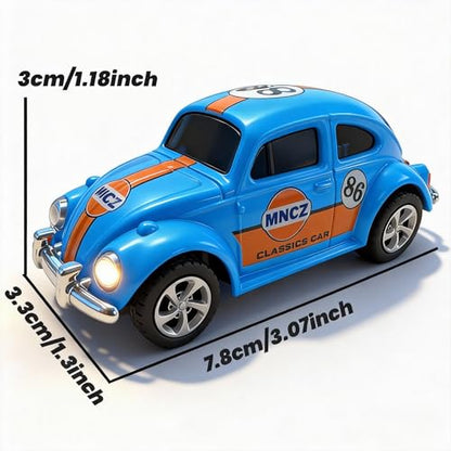 Mini Retro RC Car, 1/64 Scale Mini Beetle, 2.4Ghz & APP Remote Control (Blue) - color: Blue