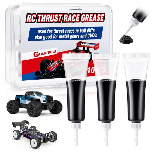 RC Grease High Pressure Black Grease, RC Gear Lubricant for Ball Diffs Thrust Races Metal Gears CVDs, High Load Remote Control Car Differential Lubricant for Electric Cars Trucks Parts, 3 Pack