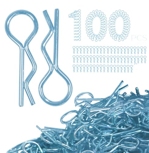 100pcs Universal RC Body Clips Pins - Compatible with Traxxas, Arrma, Redcat, Axial, HPI, HSP, Exceed, Himoto, Losi, RC4WD, Tamiya, Fits 1/8, 1/10, 1/12 Scale RC Cars, Trucks, Crawlers, Buggies - color: Blue