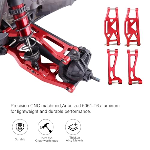 6061-T6 Aluminum Suspension Arms – Front & Rear Upper/Lower Link Set for Traxxas X-Maxx 89076 89086 (Replacement for WideMaxx 8995/8998/8999, Red, 8PCS) - color: Red