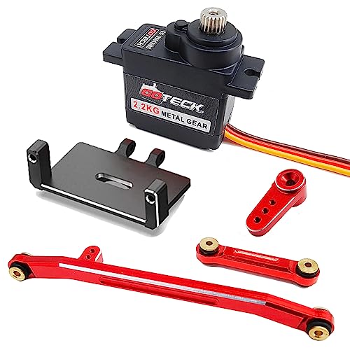 GOTECK RC Servo Mounts Servo Kit - 2.2KG Metal Gear Digital Servo with Servo Mount, Servo Horn and Steering Link Set Upgrade Parts for 1/24 Axial SCX24 RC Crawler Cars (Combo Pack 3) - color: Combo Pack 3