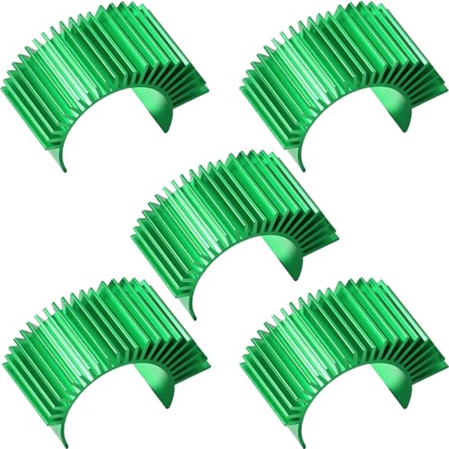 5PCS Aluminum Heatsink Electric Engine Motor Heat Sink Cooling Fins Replacement for #03300, Compatible with 1/10 HSP Traxxas HPI Tamiya Losi 550 540 3650 Size Brushed/Brushless Motor(Green) - style: Green
