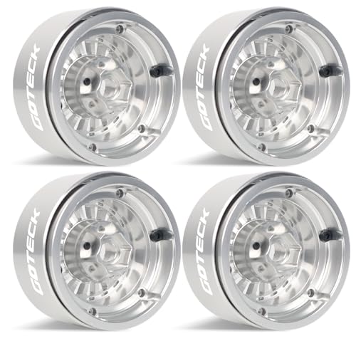 GOTECK RC Rims 1.9 Beadlock Wheels Heavy Duty CNC Aluminum Crawler RC Wheel Rim Set Wheel Hub 4pcs-Set for 1/10 RC Crawler, TRX4 Axial SCX10 II SCX10 III Redcat Gen8, RC4WD D90 - color: GS2910