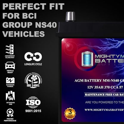 Mighty Max Battery MM-NS40 Start and Stop Car BCI Group Size NS40 12V 35Ah, 57RC, 370 CCA Rechargeable AGM Car Battery - style: Group NS40