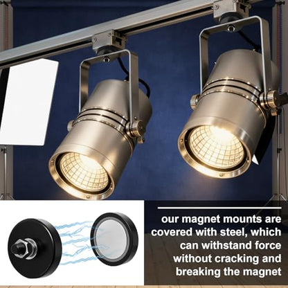 Flutesan 4 Pieces Heavy Duty Round Mounting Magnet with Bolt 1.42in-120lb-m6 Black with Male Thread Stud Strong Earth Magnet Super Powerful for Lighting Camera Brackets License Plate - color: Black, size: 1.42in-90lb-M6