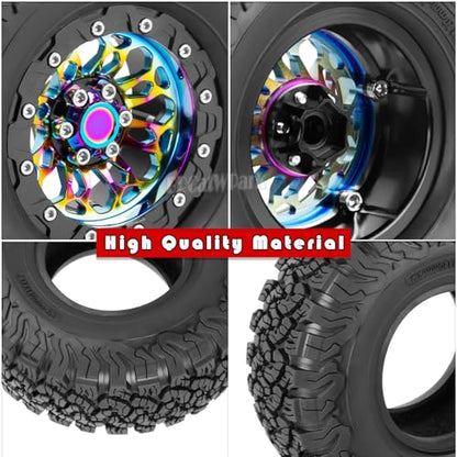 RC 2.2 in Wheel Tires for 1/10 SCX10 SCX10 II 90046 SCX10 III AXI03007 SCX10 Pro TRX4 TRX6 Gen7 Gen8 D90 VS4-10 MST CFX RC Crawler Car,BRCatWPark Aluminum RC 2.2 Wheel,Colorful