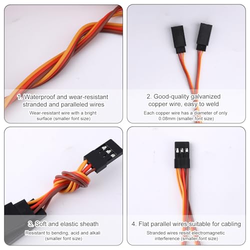 6pcs Servo Y Splitter Cable, 3.15in/8cm 1 Female to 2 Male Extension Harness Cord Splitter Wire Replacement for JR/Futaba Used on RC Cars Drones Boats Airplane Models