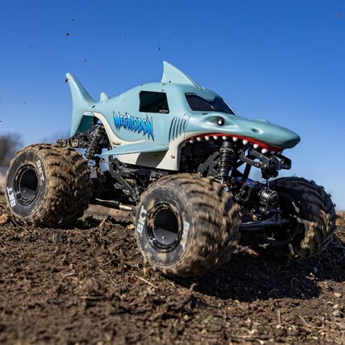 Losi 1/18 Mini LMT Megalodon 2S 4X4 RTR Brushed Monster Truck Battery & Charger Included Blue LOS01026T3 - color: Blue
