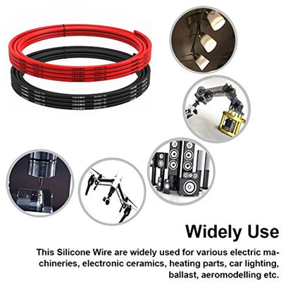 TUOFENG 18 AWG Silicone Wire Kit - 10ft | 5ft Black/Red, Hook Up Cable - size: 18 AWG Silicone Wire 2 Colors 5ft Each