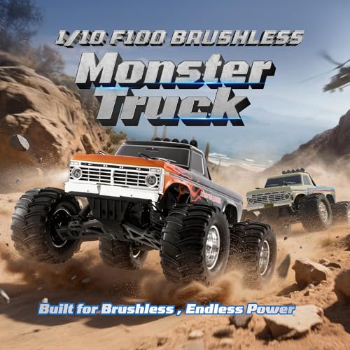 BEEZRC FMS RC Truck 1/10 Ford F-100 Brushless Officially Licensed, Monster Truck, 2WD High Speed Off-Road,RC Rock Crawler,Hobby Grade Remote Control Car for Adults RS no Battery (Blue) - color: Blue