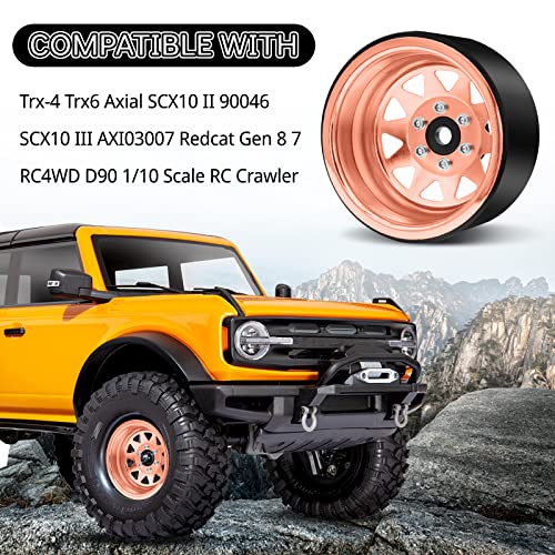OGRC 1.9 Beadlock Wheel Offset -8.9mm Wheel for Traxxas Axial 1/10 RC Car - color: Rose Gold