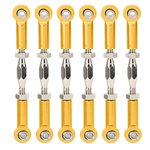 Aluminum Alloy Adjustable Push Rods Turnbuckle Rod Linkage Accessories for RC Car Upgrade Durable Lightweight 6Pcs Multi Color Options (Gold)