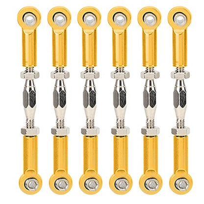 Aluminum Alloy Adjustable Push Rods Turnbuckle Rod Linkage Accessories for RC Car Upgrade Durable Lightweight 6Pcs Multi Color Options (Gold)