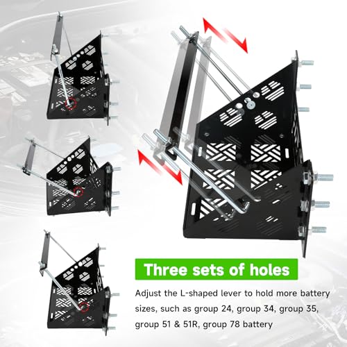 Universal Battery Box Mounting Tray Holder Bracket for RV Trailer | Heavy Duty, Bracket Relocation Kit, for Car Boat Truck, Stable, Durable Hold Down Mount for Outdoor Vehicles, Group 24 Tray
