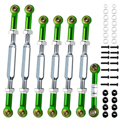 Stainless Steel Turnbuckles Compatible with Slash Rustler Stampede,Green | 74-112mm Adjustable Camber Links with Spacers & Wrench for 1/10 Traxxas Slash 2WD 4X4, Rustler VXL, Hoss 4X4, Nitro Slash - color: Stainless Steel & Green