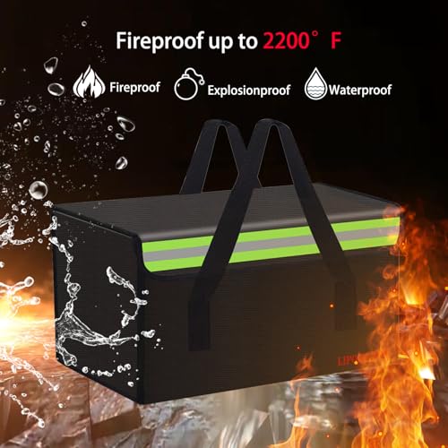 Lipo Battery Safe Bag Large Capatity Fireproof Bag for Ebike Lipo Battery Other Batteries Storage Charging Transport Home Office Travel Safe Storage Pouch - size: 400*250*250mm