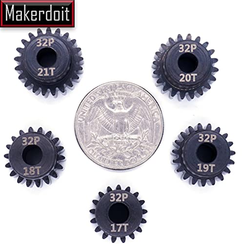 32P 5mm Pinion Gear Set 17T 18T 19T 20T 21T with Hex Key for RC - style: 17T 18T 19T 20T 21T