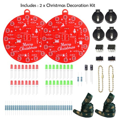 Fun & Easy Soldering Kit for Beginners: 2 Sets of Christmas Decoration Projects