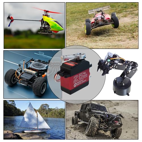 4 Pack 25KG Digital RC Servo DS3225 Waterproof Full Metal Gear RC Steering Servos Motor with 25T Servo Horn for 1/8 1/10 Scale Baja Crawler RC Car Buggy Truck Boat Plane Robotic Arm 270 Degree