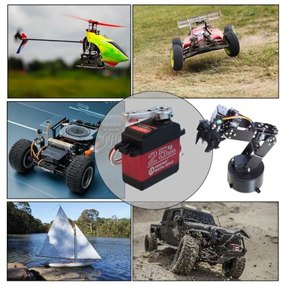 4 Pack 25KG Digital RC Servo DS3225 Waterproof Full Metal Gear RC Steering Servos Motor with 25T Servo Horn for 1/8 1/10 Scale Baja Crawler RC Car Buggy Truck Boat Plane Robotic Arm 270 Degree