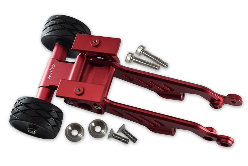 GPM 7Pc Set Upgrades Aluminum Rear Wheelie with Wing Mount for 1/8 Outcast 6S BLX Stunt Truck Brushless & 1/8 Kraton 6S 106005 & 106015 & 106018 RC Cars (red)