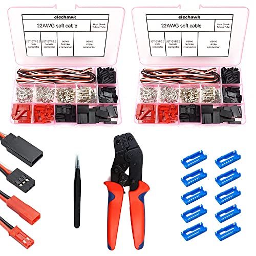 95 Sets Servo Plug Male Female Connector Crimp Pin Cable Kit with Crimping Tool Compatible JST SYP Futaba for Hitec Spektrum RC
