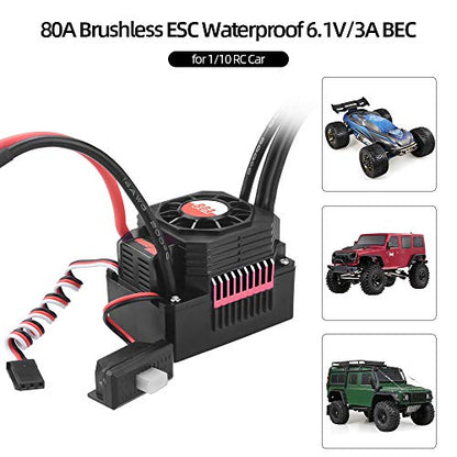 GoolRC 80A Brushless ESC Waterproof Electric Speed Controller for 1/10 RC Truck Off-Road Car