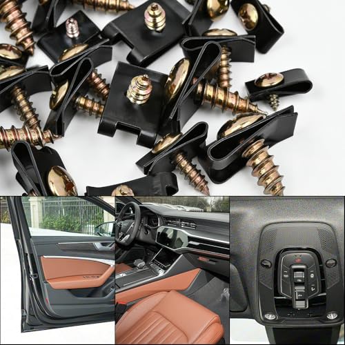 170PCS Car U Clips with Screw Assortment Kit, Automotive U Nut Screw Clip, Metal Body Panel Clip Fasteners Panel Retainer, 9 Sizes Metal Bumper Retainer Clips for Universal Automotive