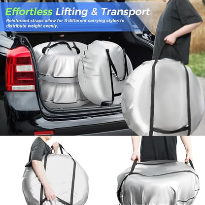 Seasonal Tire Cover- Tire Storage Bag with Handle, Heavy Duty 420D Oxford Tire Totes, UV Waterproof Spare Tire Cover, Portable Wheel Storage Cover Against Dust and Scratches, 4 Pack (Fits up to 25.6")