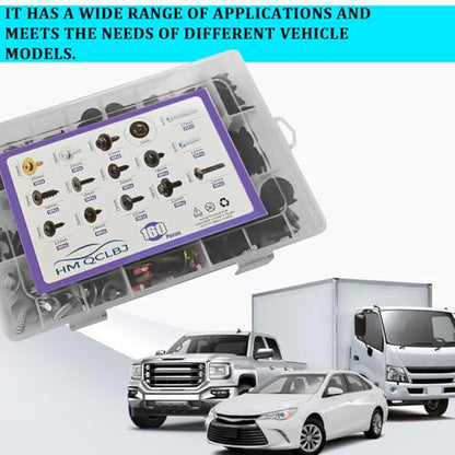 14 Size Automotive Screws Fender Liner Bolts, Metal Body Bumper Screw Splash Shield Fastener Rivet Repair Kit Car Push Retainer Clip with Phillip Round Head Self Tapping Screw Assortment（160PCS）