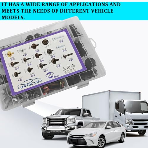 14 Size Automotive Screws Fender Liner Bolts, Metal Body Bumper Screw Splash Shield Fastener Rivet Repair Kit Car Push Retainer Clip with Phillip Round Head Self Tapping Screw Assortment（160PCS）