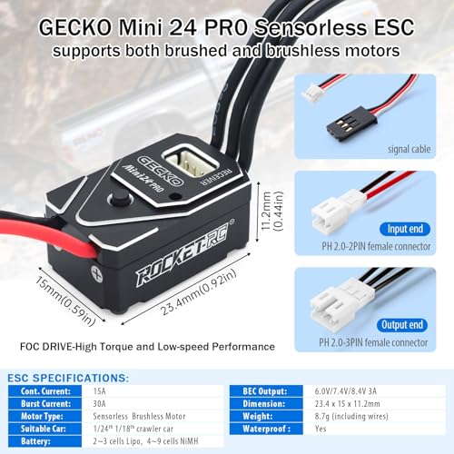 Surpass Hobby 1212 Pro 3500KV Brushless Motor and 25A Waterproof Brushless ESC for 1/18 TRX4M Ascent-18 Upgrade - style: 1212 Pro 3500KV Motor with Metal ESC