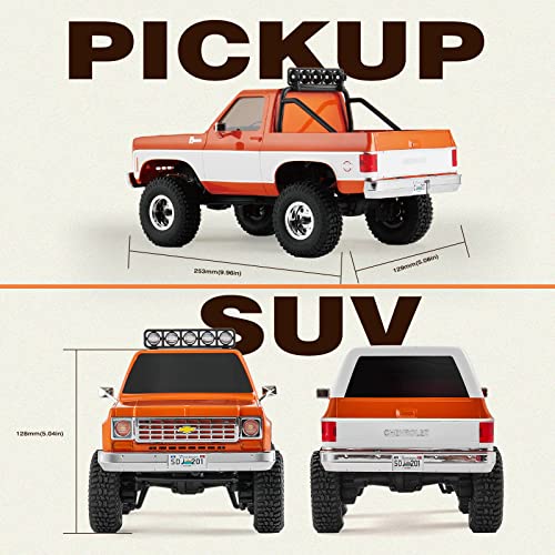 BEEZRC FMS 1/24 FCX24S Chevy K5 Blazer S RC Crawler, Officially Licensed RC Rock Crawler, RC Pickup Truck SUV, 4WD 2.4GHz Hobby RC Model, 8km/h Mini Car,Off-Road Remote Control Car for Adults(Orange) - color: Orange