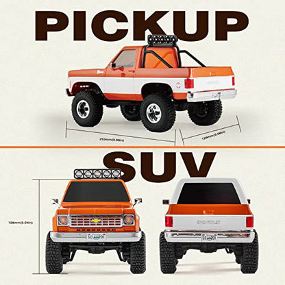 BEEZRC FMS 1/24 FCX24S Chevy K5 Blazer S RC Crawler, Officially Licensed RC Rock Crawler, RC Pickup Truck SUV, 4WD 2.4GHz Hobby RC Model, 8km/h Mini Car,Off-Road Remote Control Car for Adults(Orange) - color: Orange