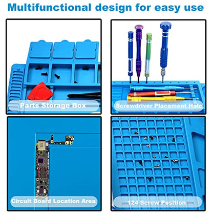 PAFOWO Silicone Soldering Mat for Electronic Repair, 17.7 X 11.8 in | Heat Resistant 932°F Solder Mat, Anti-Static Repair Mat,Magnetic Screw Tray,Scale Ruler,BGA,Phone Watch Laptop PCB,Workbench