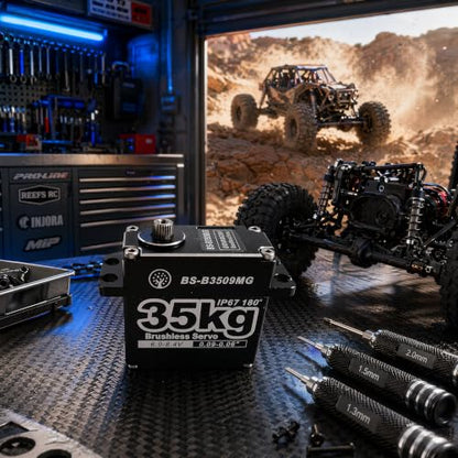 35KG Brushless Large Torque HV Full Metal Gear IP67 Waterproof Steering Digital Servo with 25T Servo Horn for RC Car Robot Boat Truck Robot Parts (BS-B3509MG-180 Degree) - color: Bs-b3509mg-180 Degree
