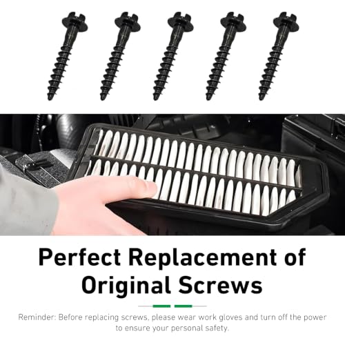 5PCS BAS01003 Air Filter Box Screw, OEM# 6509605AA, 11549031 Air Filter Housing Retaining Bolts, Filter Box Screws Compatible with Chrysler, Jeep, Dodge, Ram, Pontiac (Black)