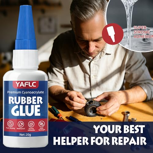 Rubbe Glue, Super Glue for Rubber 40g | Waterproof Adhesive for RC Tires Repair, Edge, Seals, Gaskets, Shoe Soles, Hose, Motorcycle Handlebar Grip, Mat & Neoprene - style: Rubber Glue