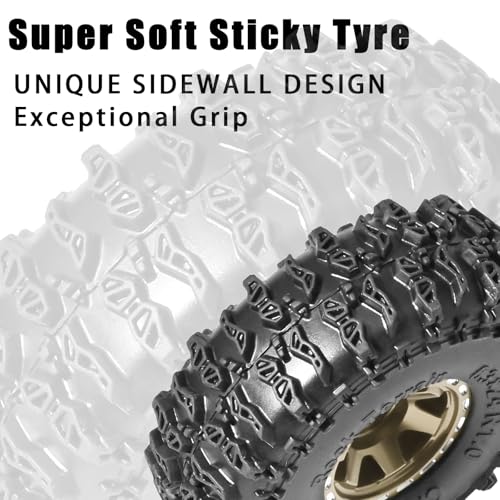1.0 Beadlock Wheel Soft Tire Set RC Upgrade Part for Traxxas 1/18 TRX4M 1/24 RC Crawlers car Axial SCX24 FMS FCX24 Gladiator Bronco C10 JLU Deadbolt B17 Upgrade.(4Pcs/Set) - color: Coffee