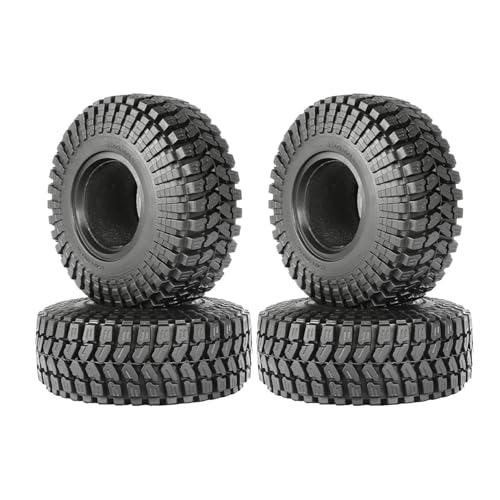 RC Car Tires,WONFAST 4PCS 1.55 inch Mud Wheel Tyre Terrain Crawler Rubber Tires Foam Insert for 1:10 RC Crawler Car for Axial 90069 TF2 D90 CC01 LC70 Tamiya MST JIMNY UTB18(90MM-A) - color: 90mm-a